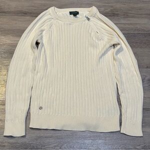Lauren Ralph Lauren Jeans Co. Cotton Ribbed knit sweater Sz M Zip neckline